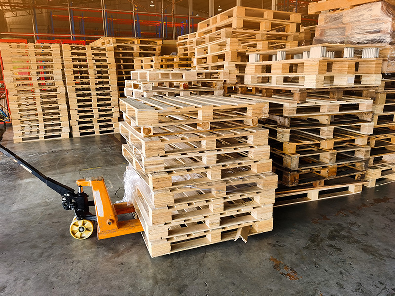 Pallet Stack On Handtruck Inside Warehouse - Texas Pallets LLC