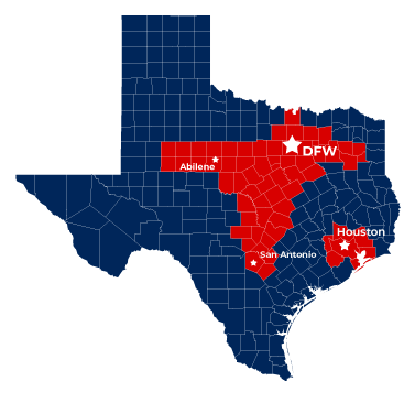 Service Area Map - Texas Pallets LLC